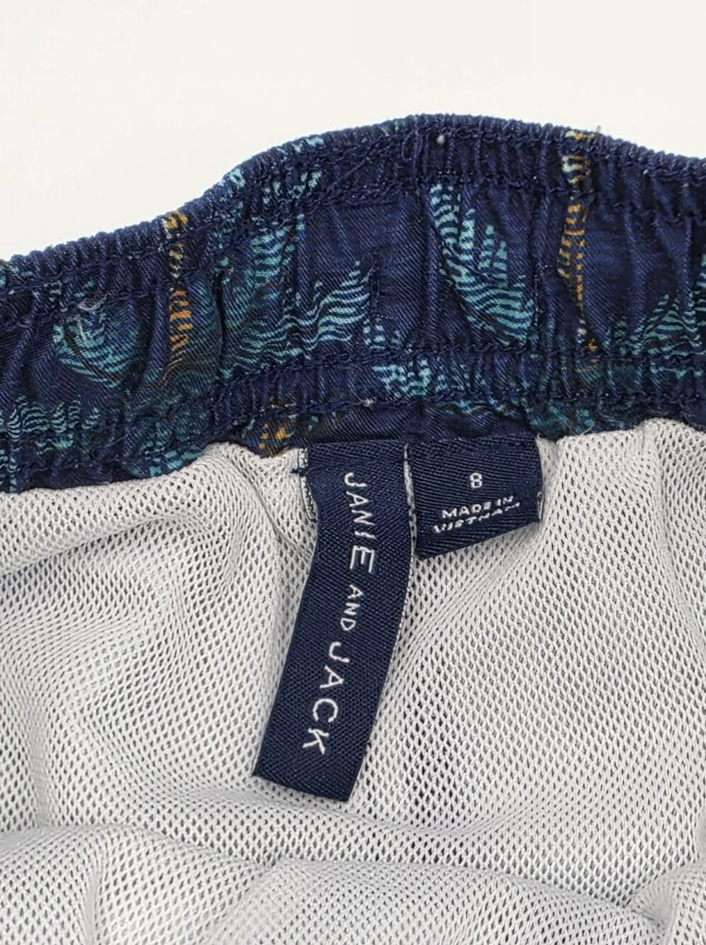 Janie and Jack boys' palm tree swim trunks size 8